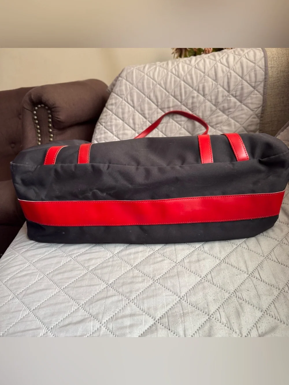 Jack Gomme Paris Voyage Walk Canvas Weekend Duffel Bag Black & Red